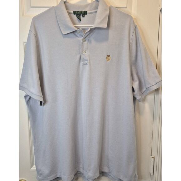 Vtg Lauren Ralph Lauren Polo Shirt Short Sleeve Light Blue 100% Cotton Mens 2X - Picture 1 of 9